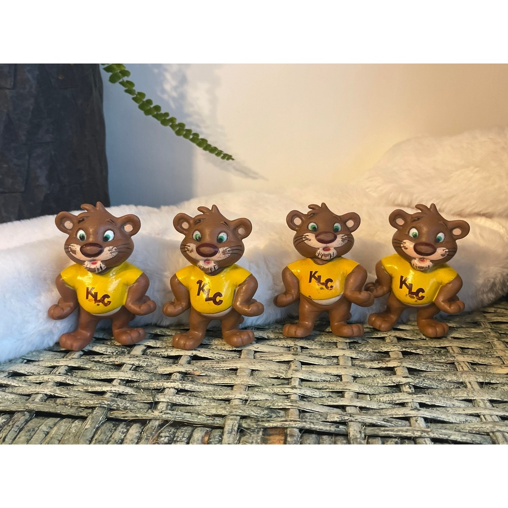Four (4) KLC hard pvc mascot figure toy 3 inch uncommon tiger bear cat wildcat‎